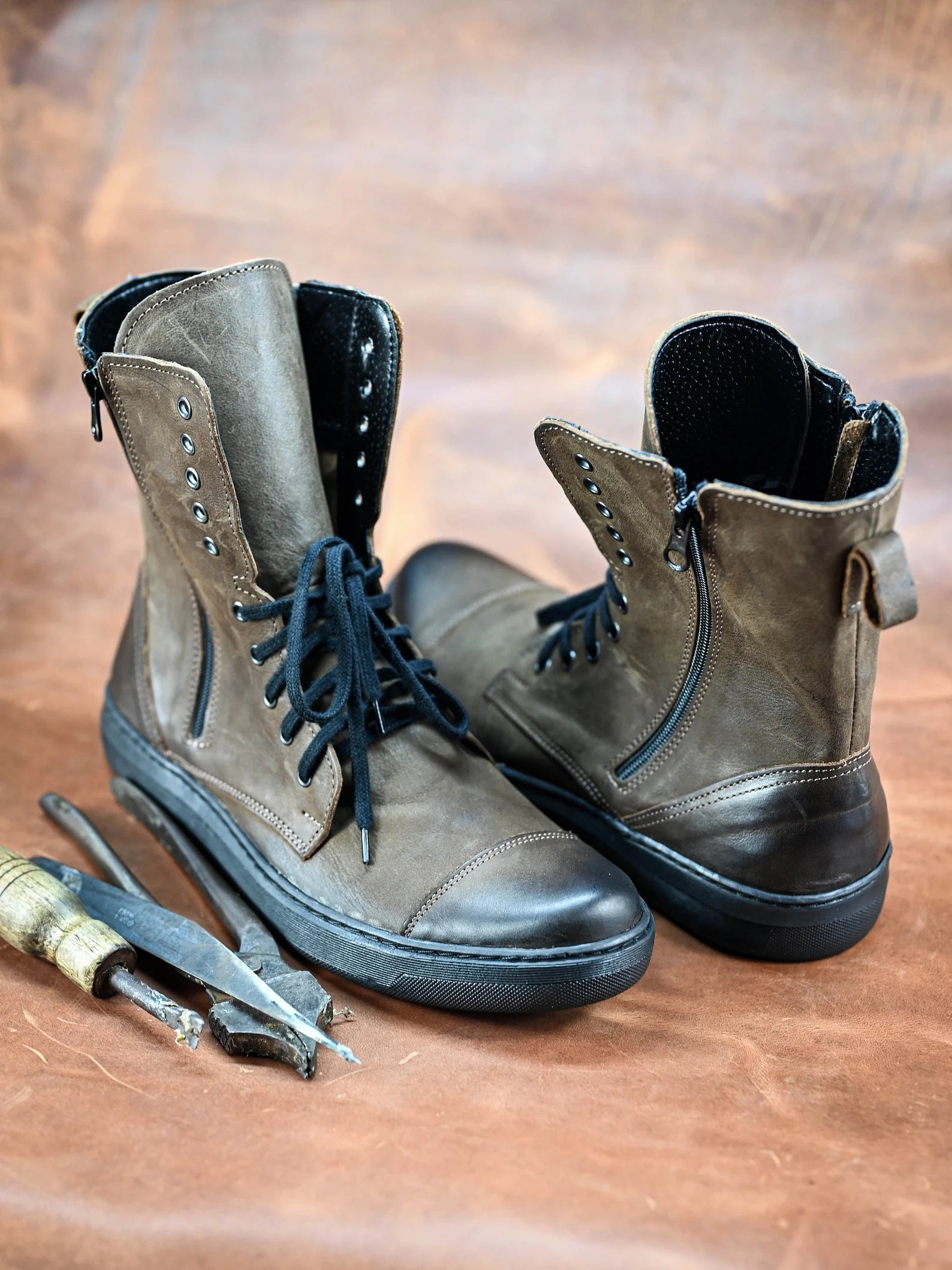 Handmade Italian Leather Boots, Men's High Boots, Leather Boots Men, Handmade Leather Shoes, Combat Boots, Brown Boots