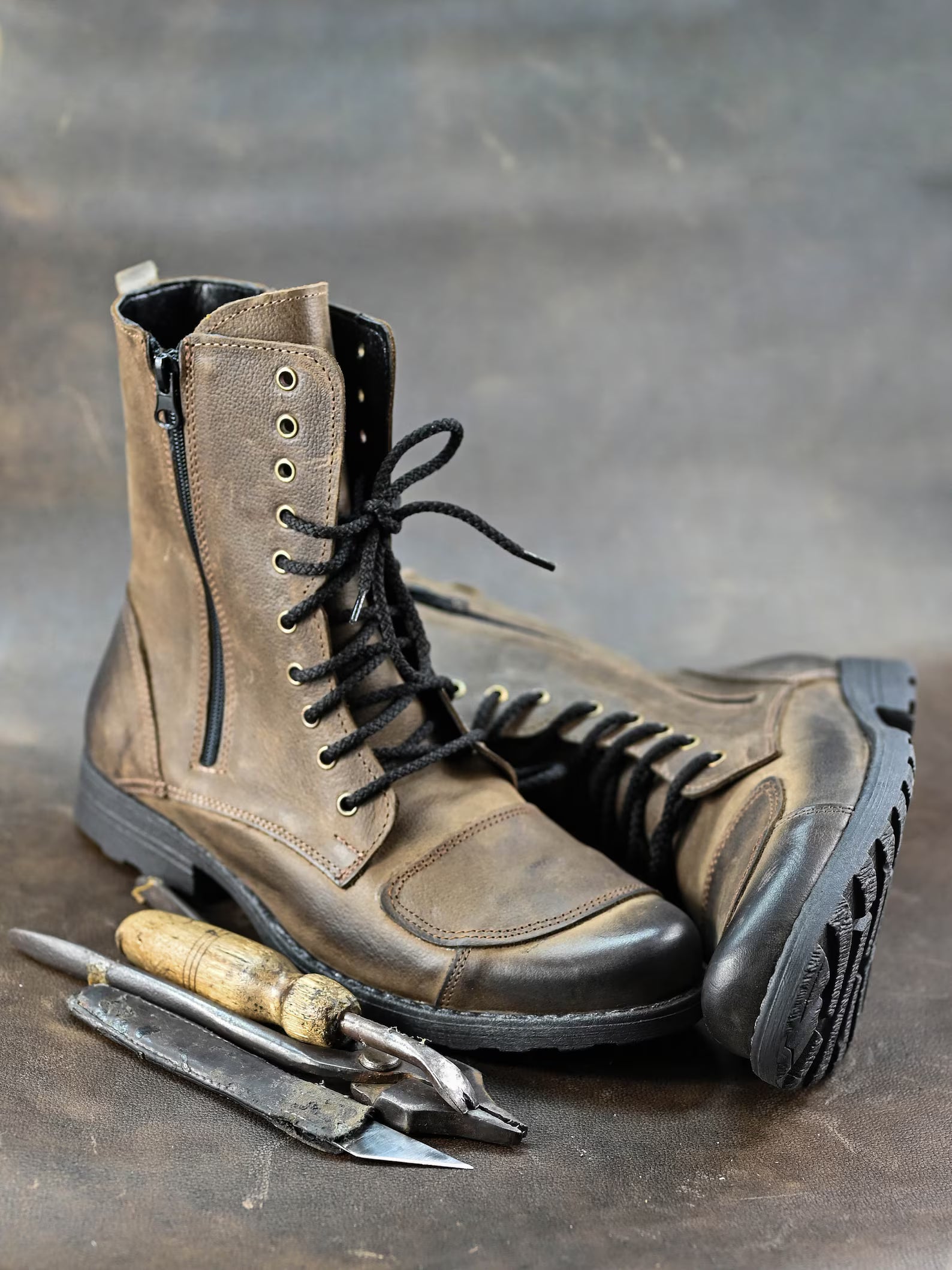 Handmade Italian Leather Motorcycle Boots, Men's High Boots, Leather Boots Men, Handmade Leather Boots, Combat Boots, Brown Boots