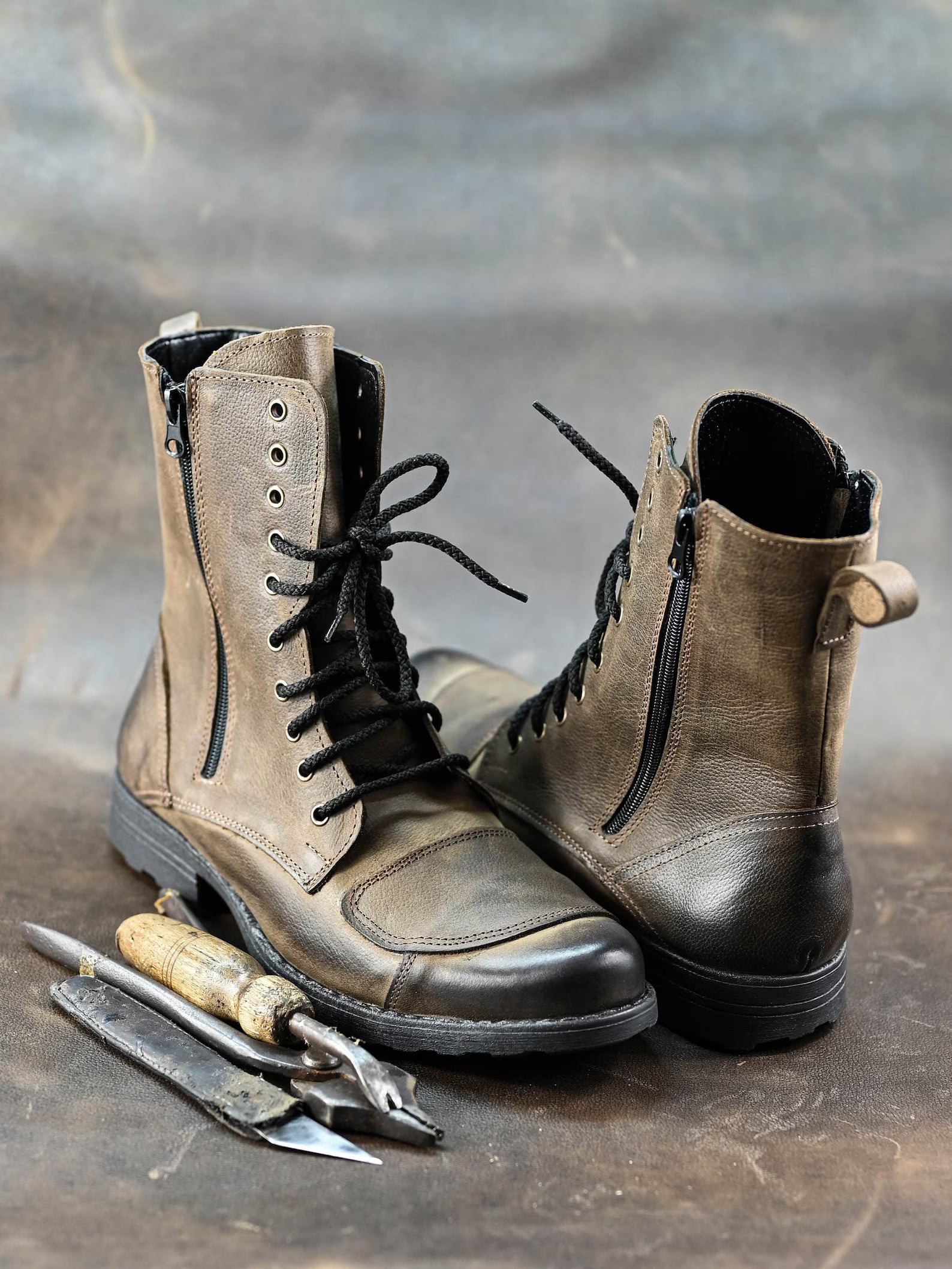 Handmade Italian Leather Motorcycle Boots, Men's High Boots, Leather Boots Men, Handmade Leather Boots, Combat Boots, Brown Boots