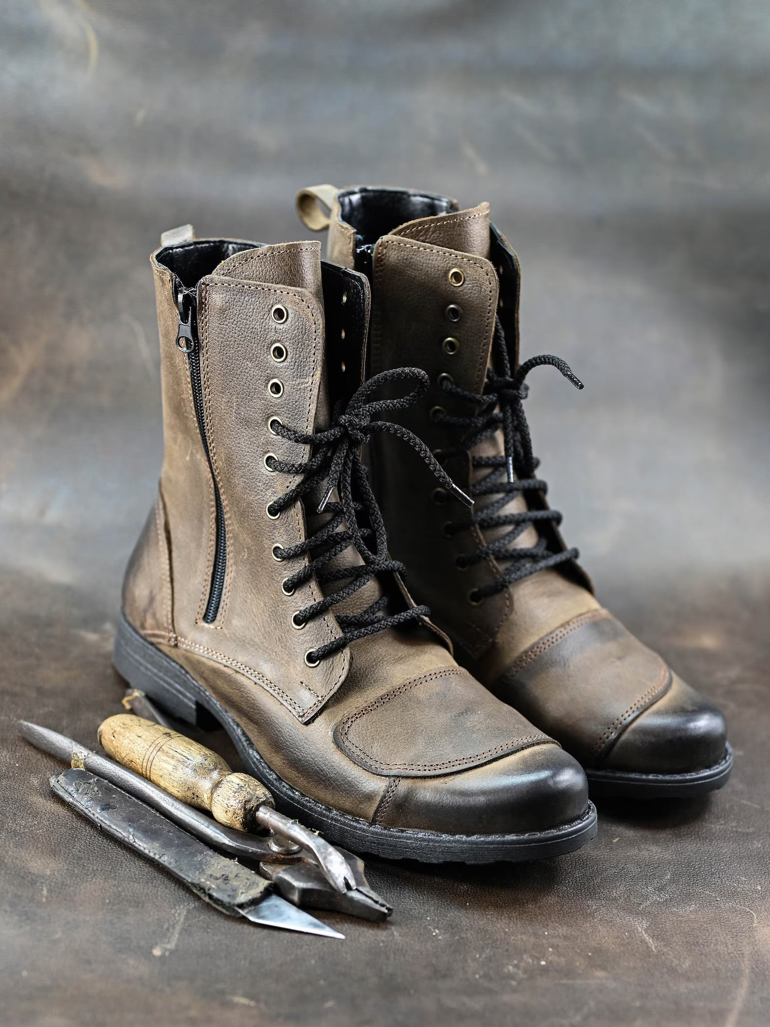 Handmade Italian Leather Motorcycle Boots, Men's High Boots, Leather Boots Men, Handmade Leather Boots, Combat Boots, Brown Boots