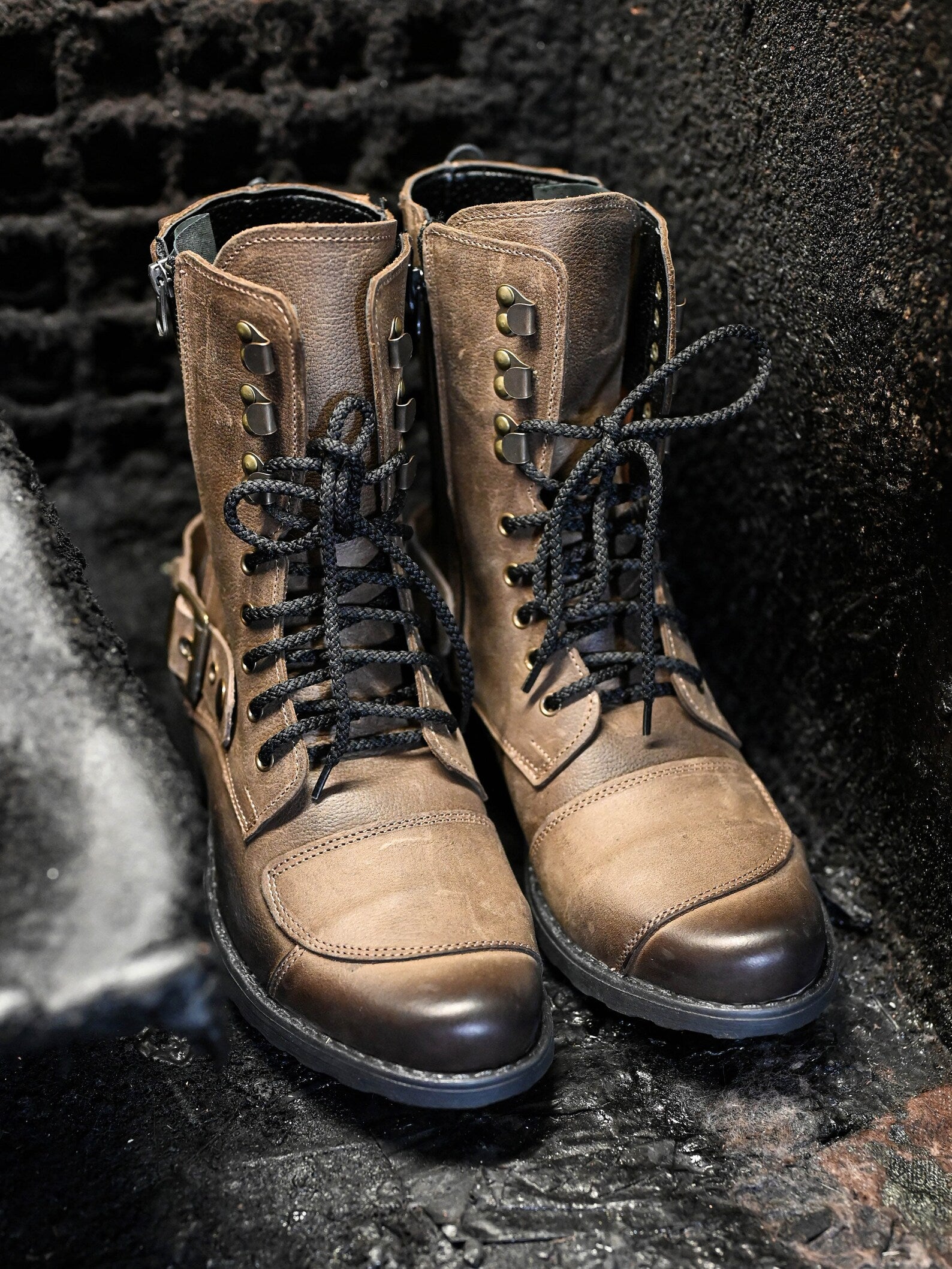 Handmade Italian Leather Motorcycle Boots, Men's High Boots, Leather Boots Men, Handmade Leather Boots, Combat Boots, Brown Boots