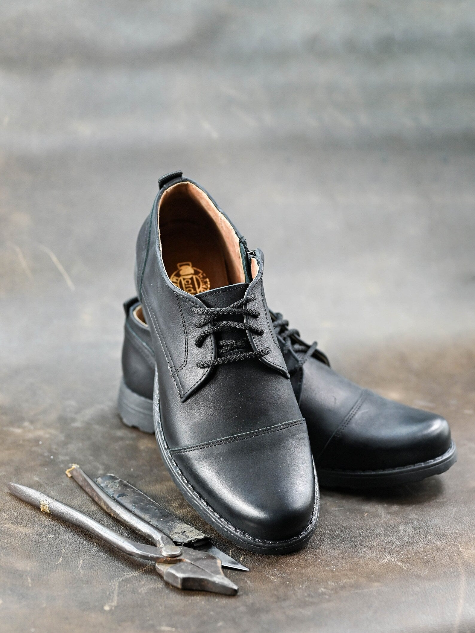 Premium Italian Leather Men's Derby Shoes, Handcrafted, Classic Style, Men's Shoes, Handmade Leather Shoes, Black Shoes, Timeless Elegance