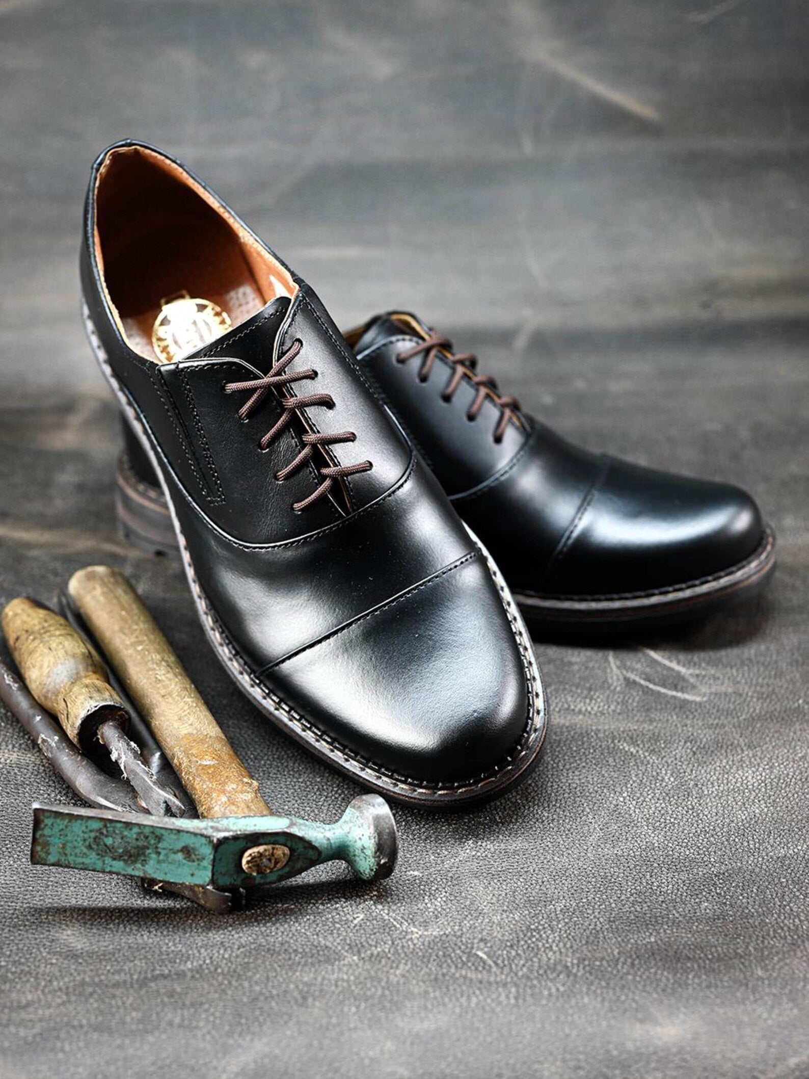 Premium Italian Leather Men's Derby Shoes, Handcrafted, Classic Style, Men's Shoes, Handmade Leather Shoes, Black Shoes, Timeless Elegance