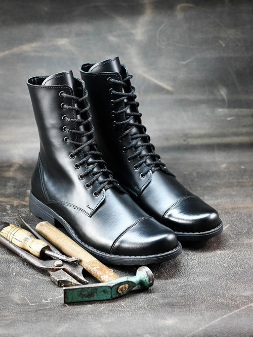 Handmade Italian Leather Boots, Men's High Boots, Leather Boots Men, Handmade Leather Shoes, Combat Boots, Black Boots
