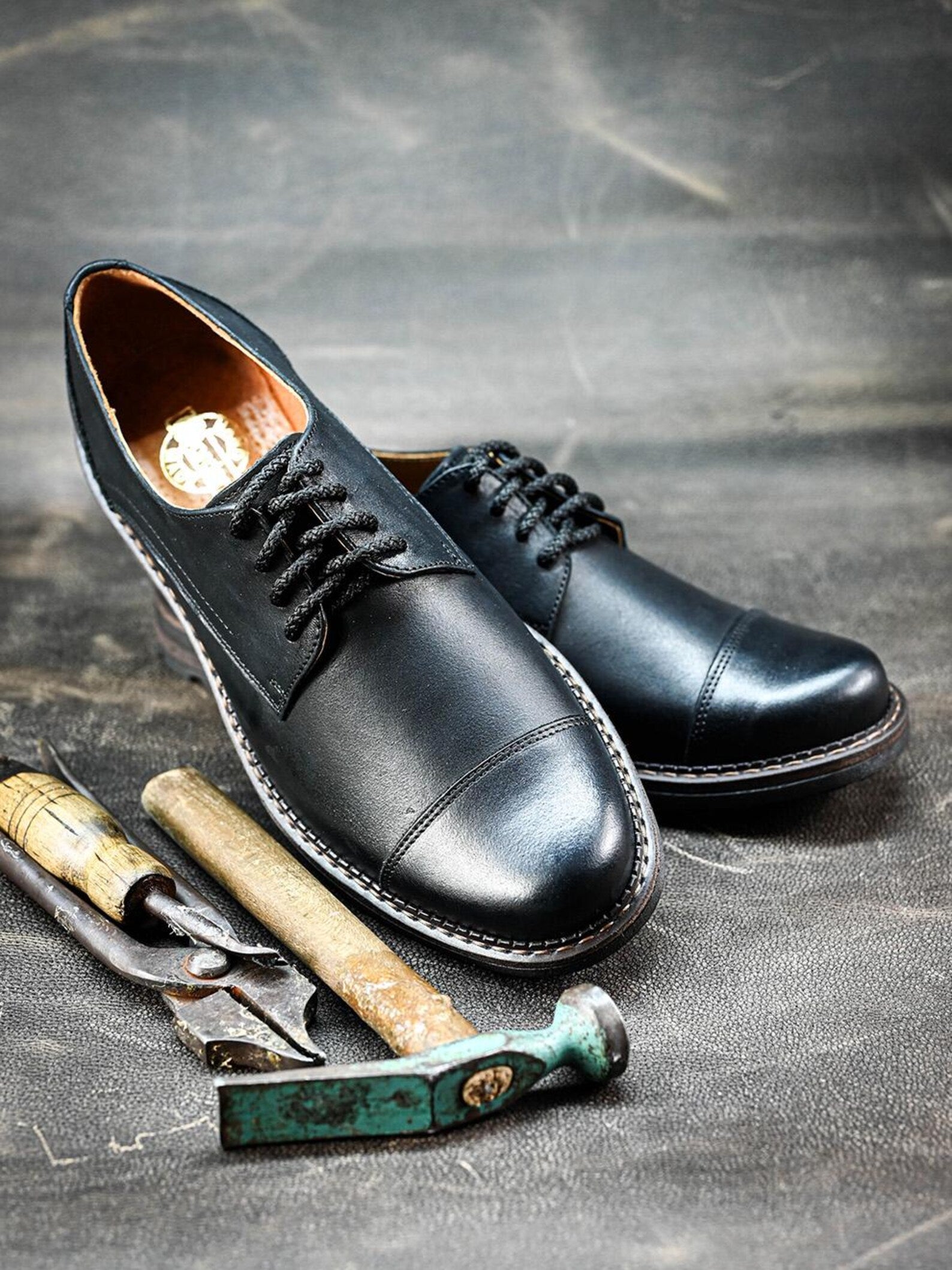 Premium Italian Leather Men's Derby Shoes, Handcrafted, Classic Style, Men's Shoes, Handmade Leather Shoes, Black Shoes, Timeless Elegance