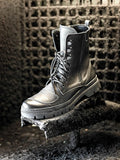 Gregory Men's Black Leather Combat Boots | Motorcycle-Inspired Military Boots | Heavy Duty Urban Style Boots, Handmade Italian Leather Boots
