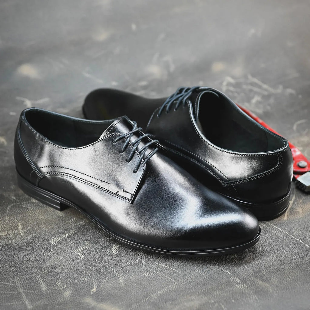 Handmade Black Leather Men’s Oxford Shoes – Classic Derby Milano