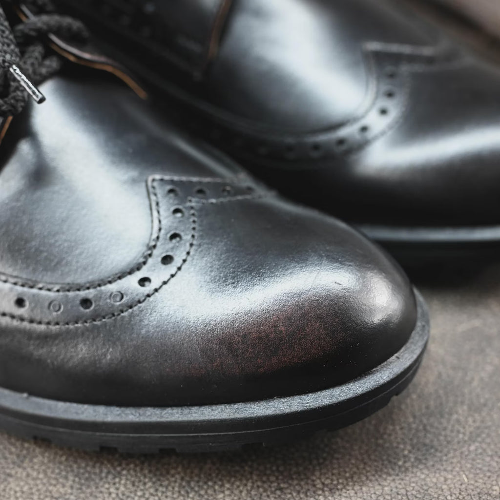 Handmade Black Leather Men’s Brogue Oxford Shoes – Classic Wingtip Derby