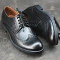 Handmade Black Leather Men’s Brogue Oxford Shoes – Classic Wingtip Derby