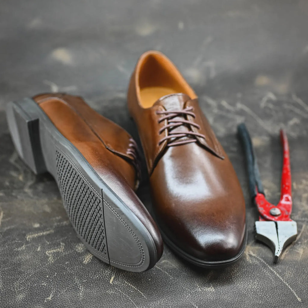 Handmade Brown Leather Men’s Oxford Shoes – Classic Derby Milano