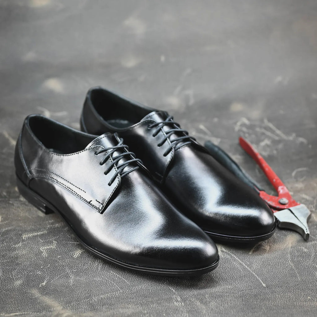 Handmade Black Leather Men’s Oxford Shoes – Classic Derby Milano