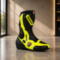 Men's Motorcycle Riding Boots – Black & Yellow Sport Biker Boots for Men