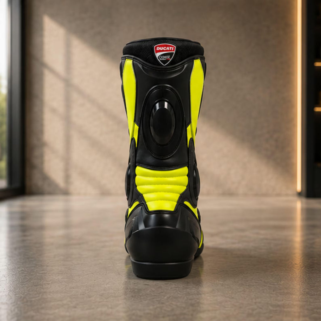 Men's Motorcycle Riding Boots – Black & Yellow Sport Biker Boots for Men