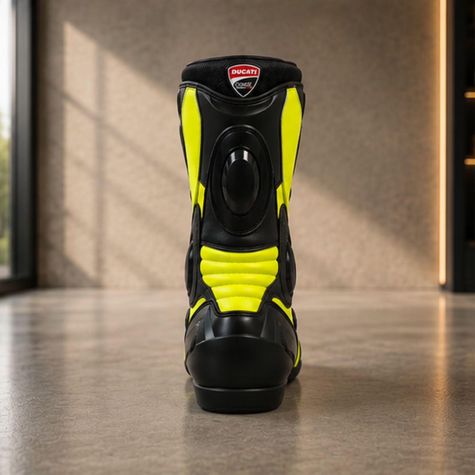 Men's Motorcycle Riding Boots – Black & Yellow Sport Biker Boots for Men