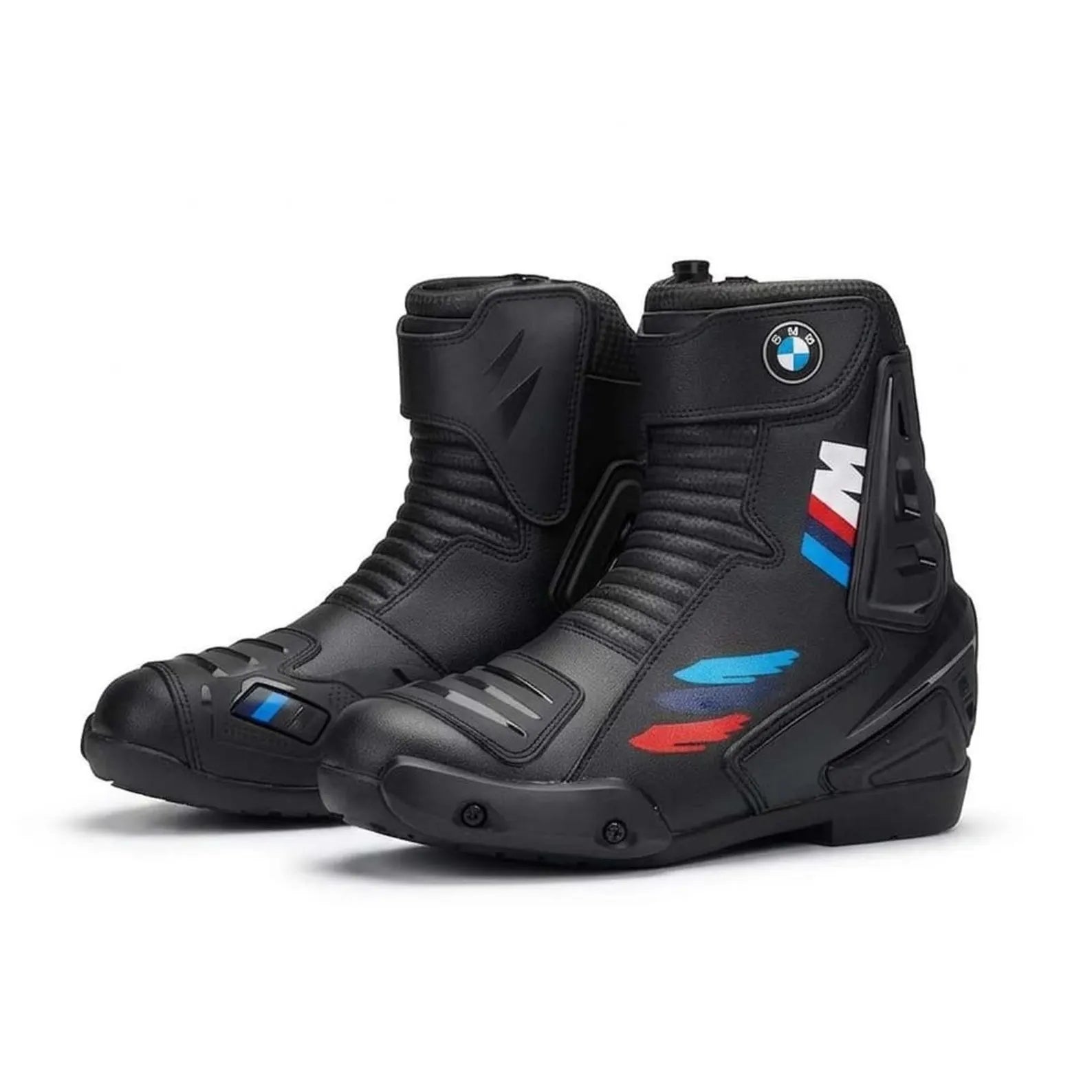 TRIFECTA Men's Motorcycle Racing Boots – Black Biker Boots with Ankle Armor