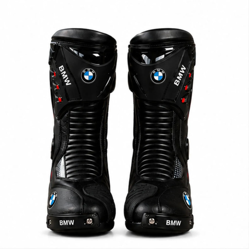 TRIFECTA Men's Motorcycle Boots | Black Biker Boots with Ankle Protection for Motorbike Riding