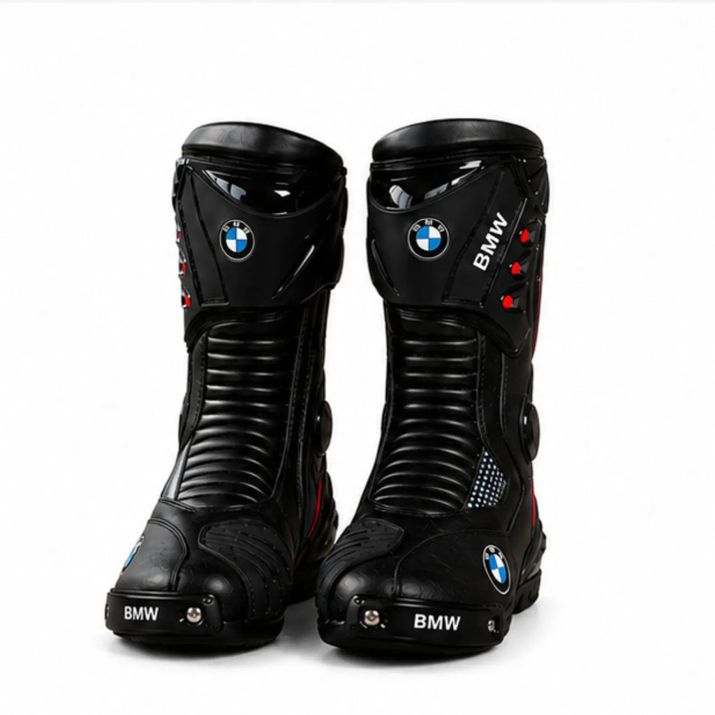 TRIFECTA Men's Motorcycle Boots | Black Biker Boots with Ankle Protection for Motorbike Riding