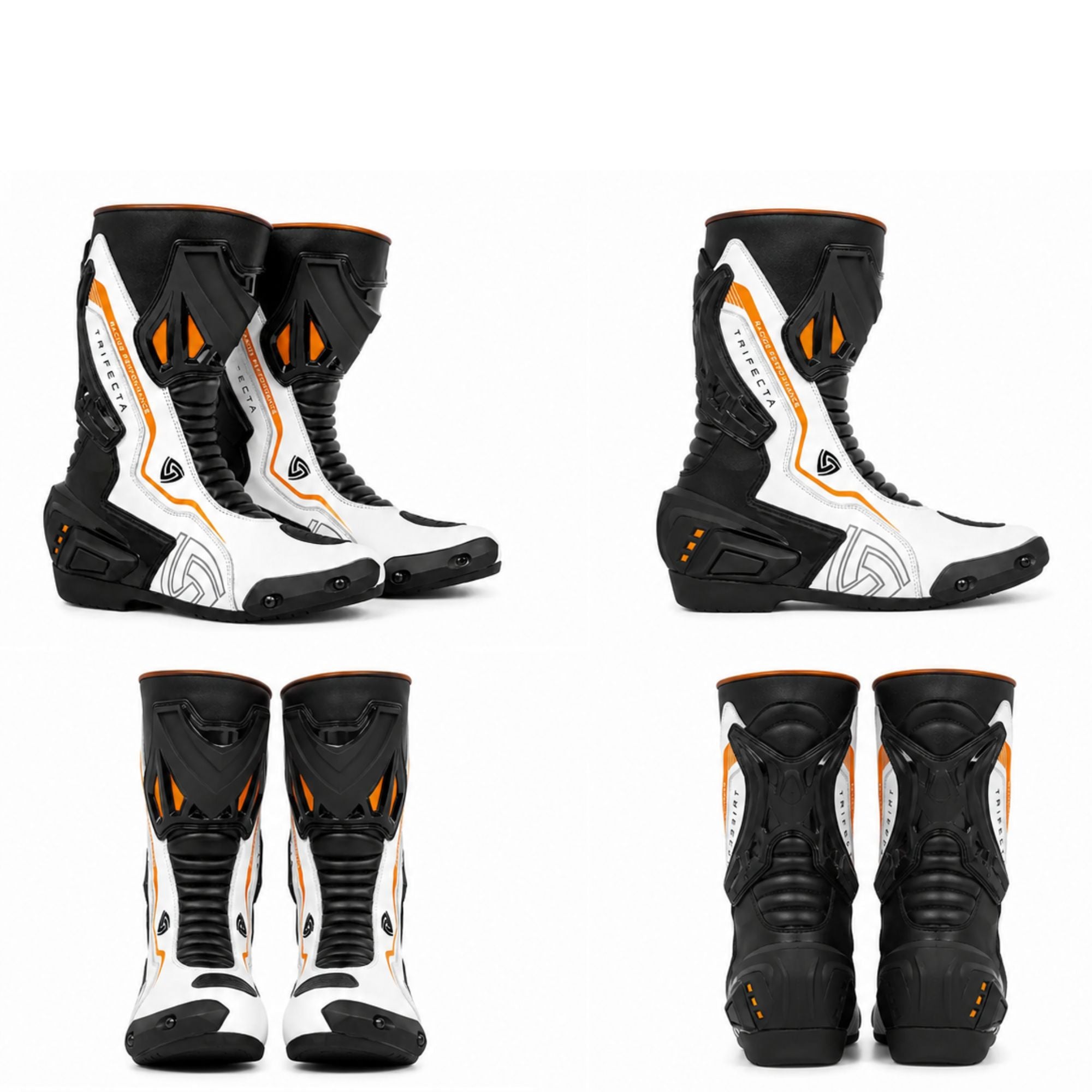 TRIFECTA Men's Leather Motorcycle Racing Boots – CE Certified Sport Riding Boots