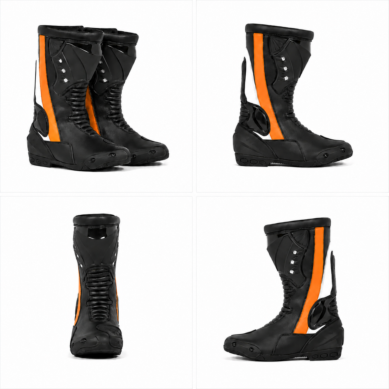 Men's Leather Motorcycle Racing Boots | Protective Biker Riding Boots for Touring & Street Riding