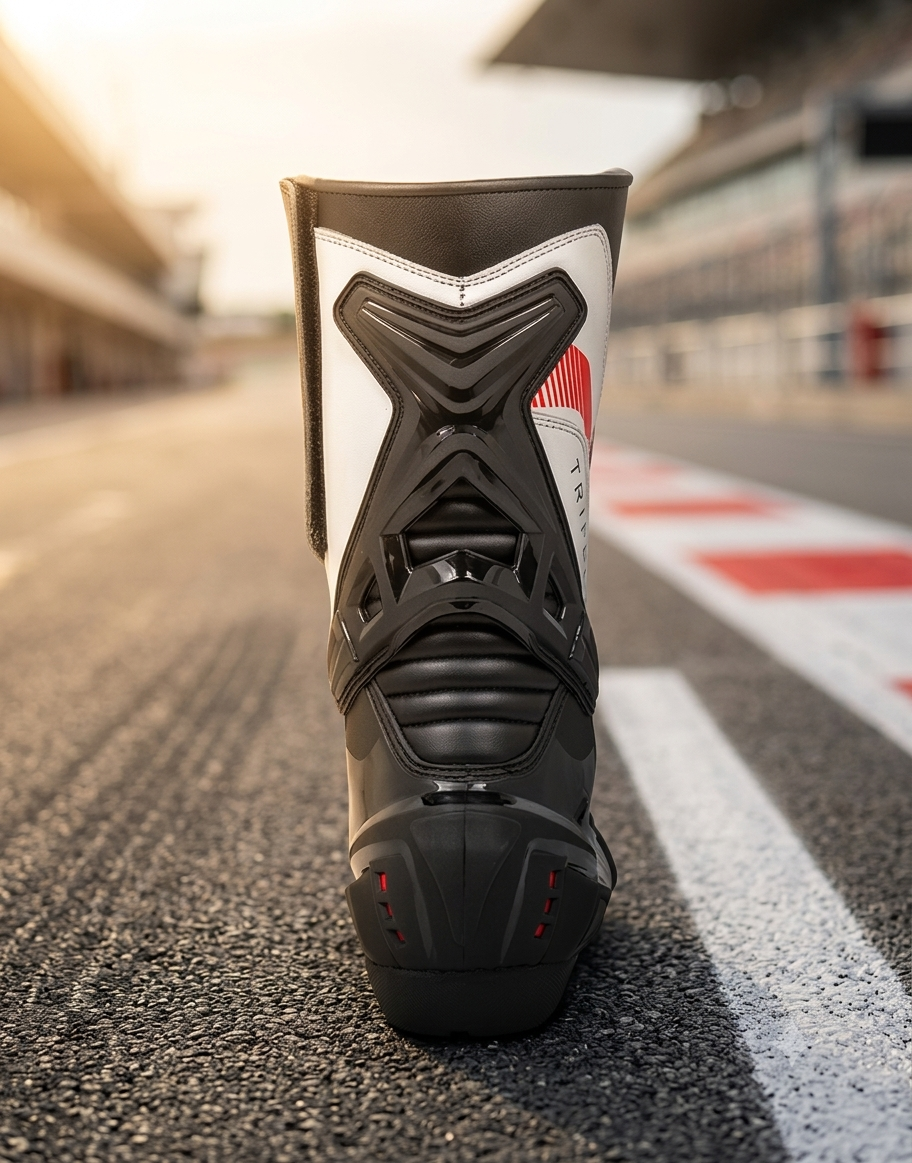 TRIFECTA Men's Leather Motorcycle Racing Boots – CE Certified Sport Riding Boots