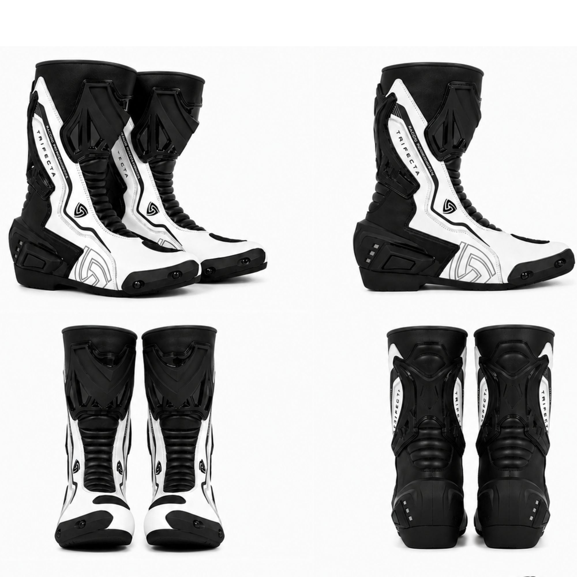 TRIFECTA Men's Leather Motorcycle Racing Boots – CE Certified Sport Riding Boots